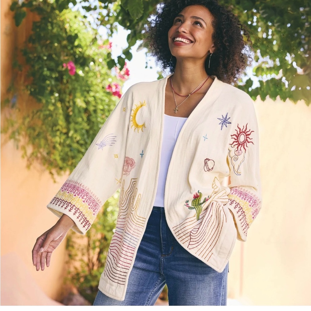 Johnny Was Saguaro Embroidered Kimono